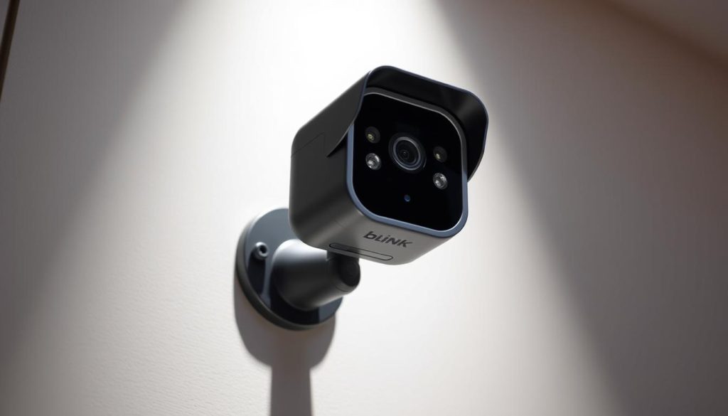 A high-quality, close-up image of the Blink Outdoor 4 Floodlight Cam, showcasing its key features. The camera is positioned in the foreground, with a clean, minimalist background that highlights its sleek, modern design. The image captures the camera's four powerful LED floodlights, its weatherproof and durable construction, and its discreet, low-profile appearance. The lighting is crisp and vivid, accentuating the camera's details and functionality. The angle and perspective provide a clear, comprehensive view of the Blink Outdoor 4 Floodlight Cam, allowing the viewer to appreciate its advanced security and smart home capabilities. A high-quality, close-up image of the Blink Outdoor 4 Floodlight Cam, showcasing its key features. The camera is positioned in the foreground, with a clean, minimalist background that highlights its sleek, modern design. The image captures the camera's four powerful LED floodlights, its weatherproof and durable construction, and its discreet, low-profile appearance. The lighting is crisp and vivid, accentuating the camera's details and functionality. The angle and perspective provide a clear, comprehensive view of the Blink Outdoor 4 Floodlight Cam, allowing the viewer to appreciate its advanced security and smart home capabilities.