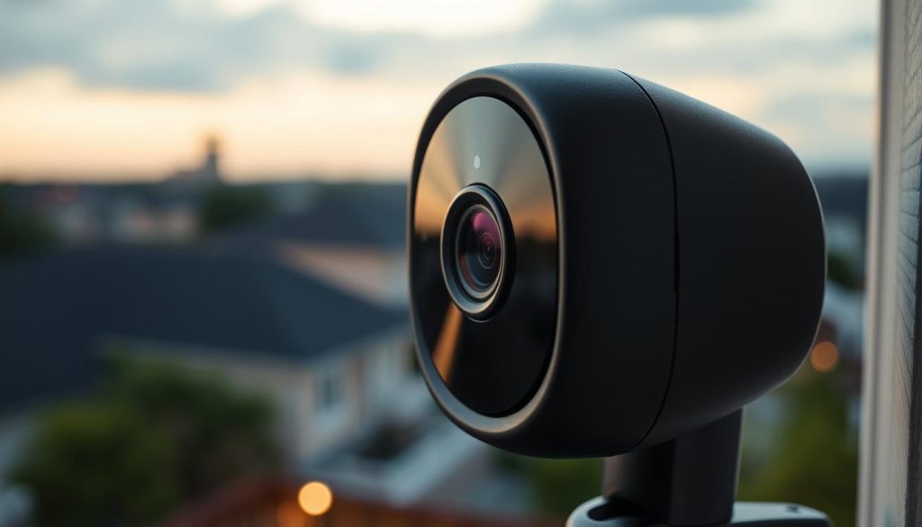 A high-resolution close-up view of the "Blink Outdoor 4 Floodlight Cam", showcasing its advanced privacy and security features. The camera is positioned at a slight angle, highlighting its sleek, modern design with a matte black finish. The lens is sharp and clear, capturing intricate details like the weatherproof housing and the discreet infrared motion sensors. The lighting is soft and diffused, creating a sense of depth and emphasizing the camera's functionality. In the background, a blurred cityscape or suburban neighborhood setting provides context, suggesting the camera's intended use in a residential environment. The overall mood is one of reliability, security, and attention to privacy concerns. A high-resolution close-up view of the "Blink Outdoor 4 Floodlight Cam", showcasing its advanced privacy and security features. The camera is positioned at a slight angle, highlighting its sleek, modern design with a matte black finish. The lens is sharp and clear, capturing intricate details like the weatherproof housing and the discreet infrared motion sensors. The lighting is soft and diffused, creating a sense of depth and emphasizing the camera's functionality. In the background, a blurred cityscape or suburban neighborhood setting provides context, suggesting the camera's intended use in a residential environment. The overall mood is one of reliability, security, and attention to privacy concerns.