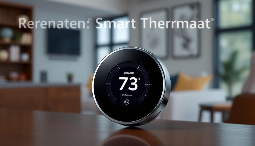 Generate an image of the Amazon Smart Thermostat device, showcasing its sleek design and user-friendly interface. Generate an image of the Amazon Smart Thermostat device, showcasing its sleek design and user-friendly interface.