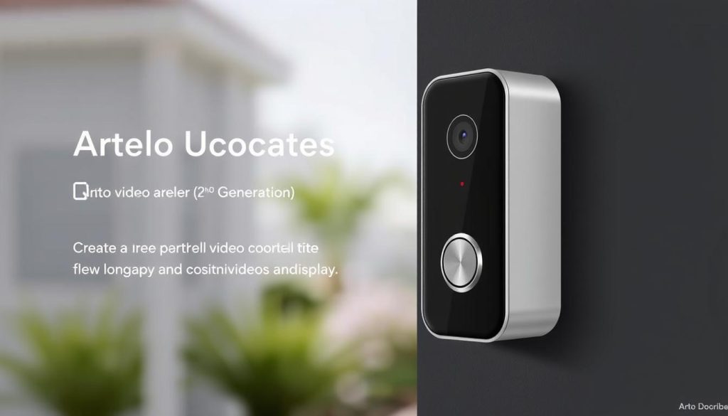 Generate an image of the Arlo Video Doorbell (2nd Generation) with a sleek design and clear HD video display.