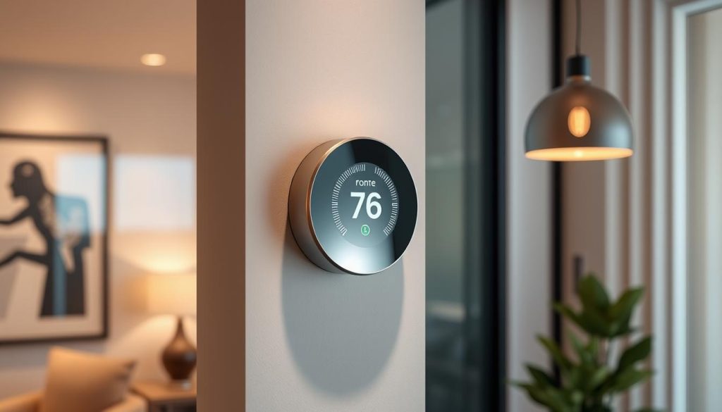 Generate an image of the Ecobee Smart Thermostat Premium on a wall with a clean, modern design.