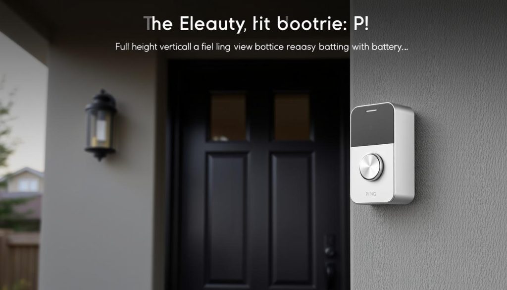 Generate an image of the Ring Battery Video Doorbell Plus with a focus on its head-to-toe vertical field of view and sleek battery design.