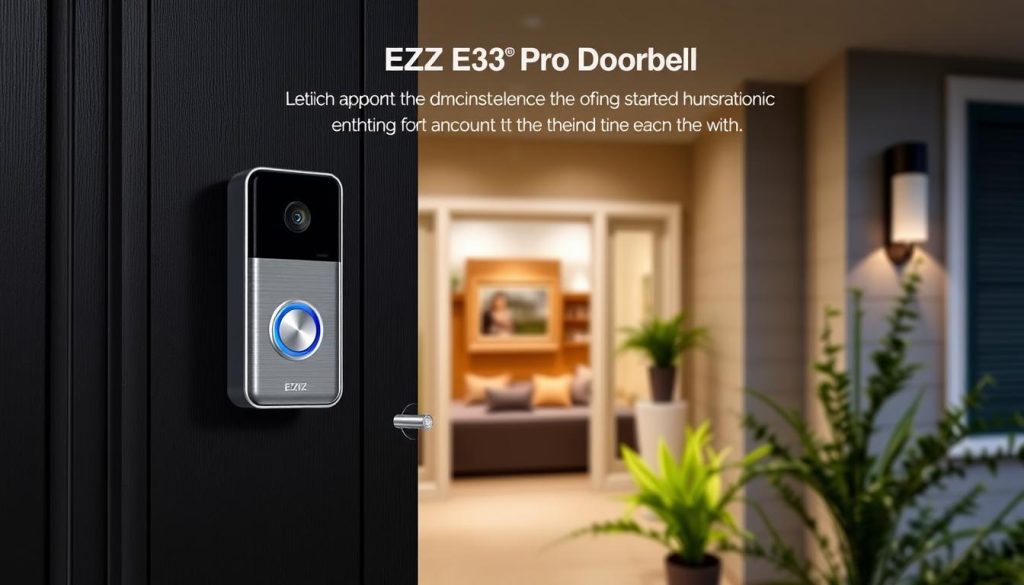 Generate an image of the EZVIZ EP3x Pro Doorbell installed at a modern home entrance.