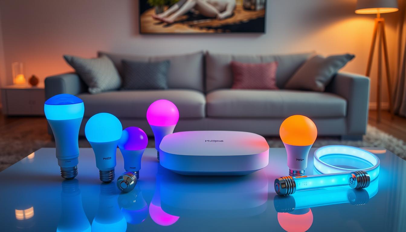 Philips Hue smart lighting system with bulbs, light strips, and bridge controller - top 10 best smart lighting systems in 2025